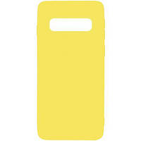 Силиконовый чехол soft touch с микрофиброй для Samsung Galaxy S10 Plus желтый