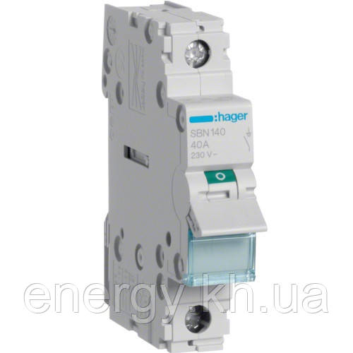 SBN140 Hager - Вимикач навантаження 1-полюсний 40А 230В