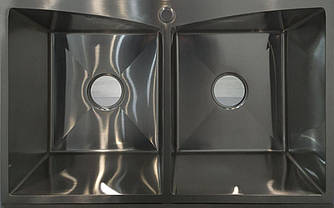 Мийка для кухні на дві чаші з нержавіючої сталі Kraft HS7848-2 Сатин