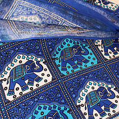 Покривало слоники синій (200х230 см) — покривала з бавовни