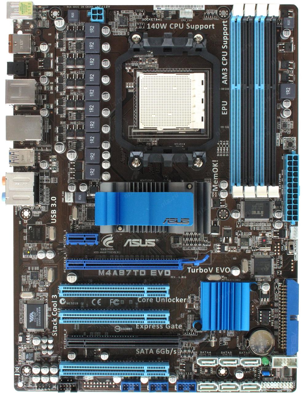 ТОПОВА Плата AMD SAM3 на DDR3 ! ASUS M4A87TD EVO 140W READY ! Розуміє АБСОЛЮТНО ЛЮБІ 2-6 ЯДЕРНІ ПРОЦИ AM3