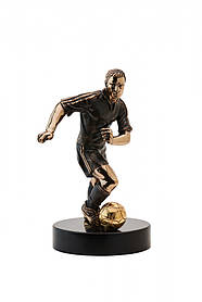 Серія "Спорт" Бронзова статуетка "Футболіст", h-17 cm, d-9 cm, Бронза, базальт