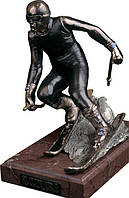 Серія "Спорт" Бронзова статуетка "Горнолижник", 15 cm x 9 cm x 12 cm. Бронза, емаль, золочення, срібло