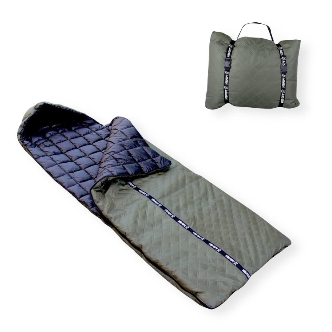 Спальний мішок-ковдра з капюшоном, хакі, зимовий (до -20 °C)