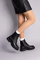Женские демисезонные ботинки ShoesBand Черные натуральные кожаные на узкую стопу внутри байка 38 (24,5-25 см)