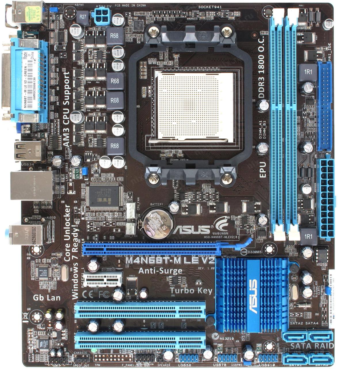ТОПОВА Плата під AMD SAM3 на DDR3 ! ASUS M4N68T-M LE V2 125W READY ! Підтримує ВСІ 2-6 ЯДЕРНІ ПРОЦИ AM3 X2-X6