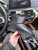 Уги жіночі UGG Mini Black чорні міні короткі шкіряні на хутрі стильні