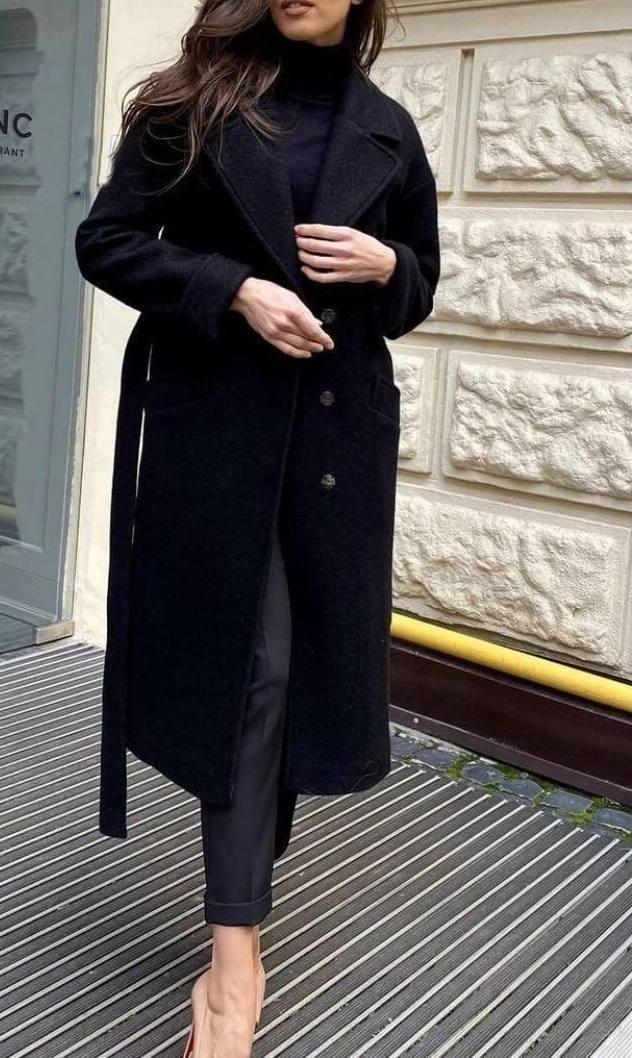 Пальто Черное с Турецкого Кашемира на Подкладке — Купить Недорого на ...