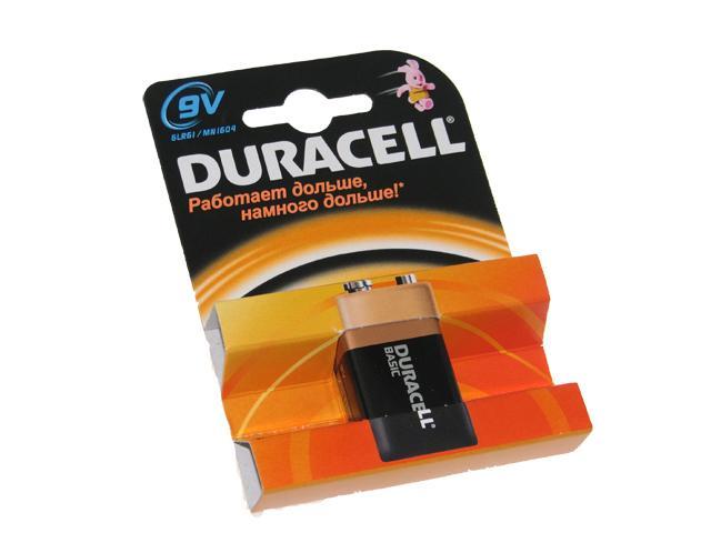 Батарейка Duracell Алкалайн 6F22/1bl крона 9V(1)(10), фото 1