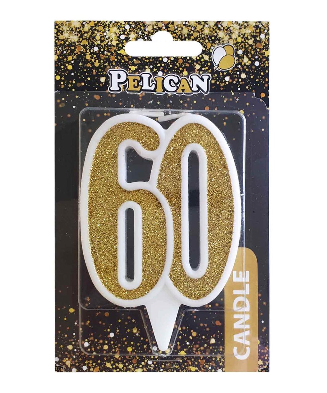 Свічка ювілейна "60" 7см золото №867160/Pelican/(1)(32)