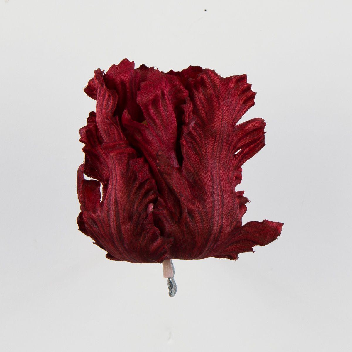 Тюльпан з сатину бордовий (КОД: W30-RB #RB red) В -9 см Д - 7 см | виробництво Польща |24 шт. в упаковці, фото 1