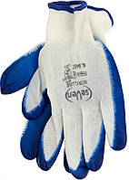 Рукавиці синт. білі з синім нітриловим покриттям №NL9457/69457(12)