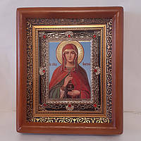 Ікона Анастасія свята великомучениця, лик 10х12 см, у коричневому дерев'яному кіоті з камінням