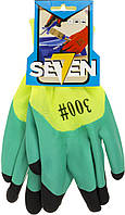 Рукавиці синт. "Seven" салатові зі спіненим латексним зелено-чорним покриттям 3/4 №69131(12)