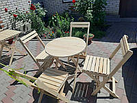 Дерев'яні меблі для вулиці (складний розкладний круглий столик + 4 стільці)