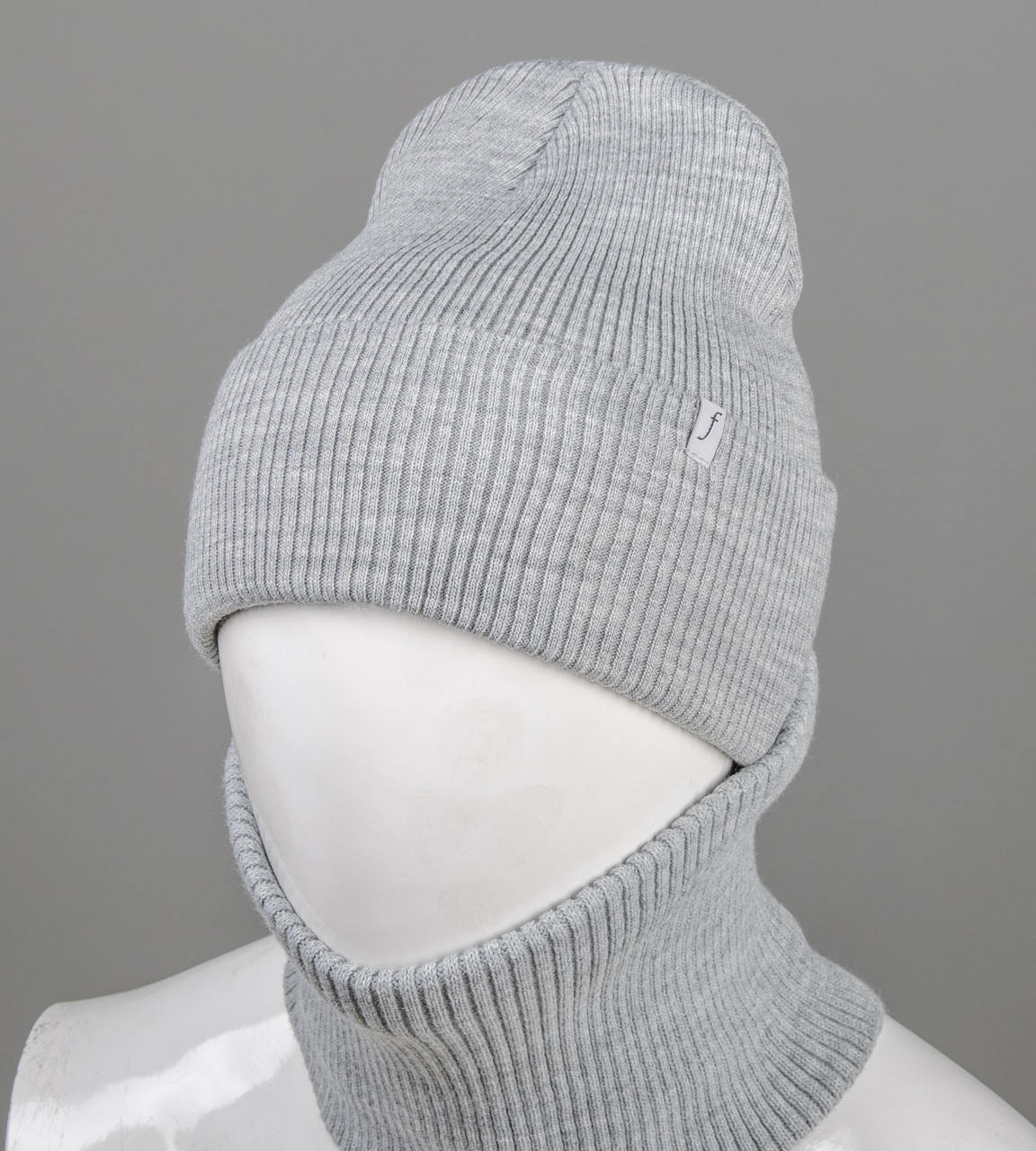 Подвійна Резинка з відворотом + Баф (С2218), Світло-сірий меланж, фото 1