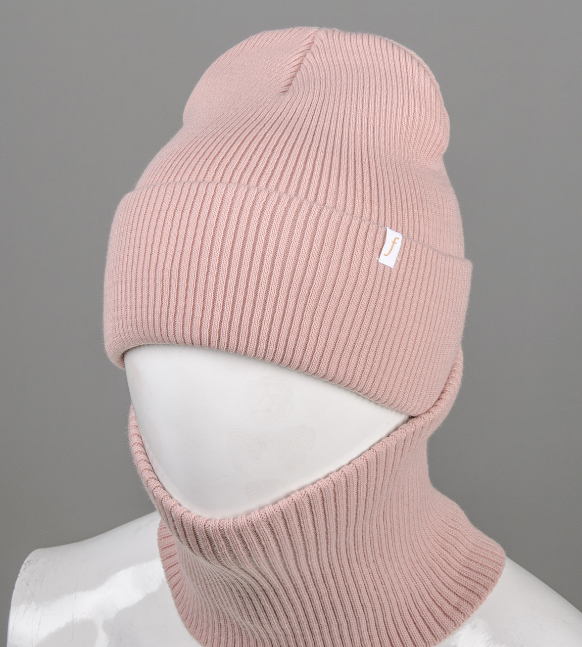 Подвійна Резинка з відворотом + Баф (С2218), Пудра, фото 1