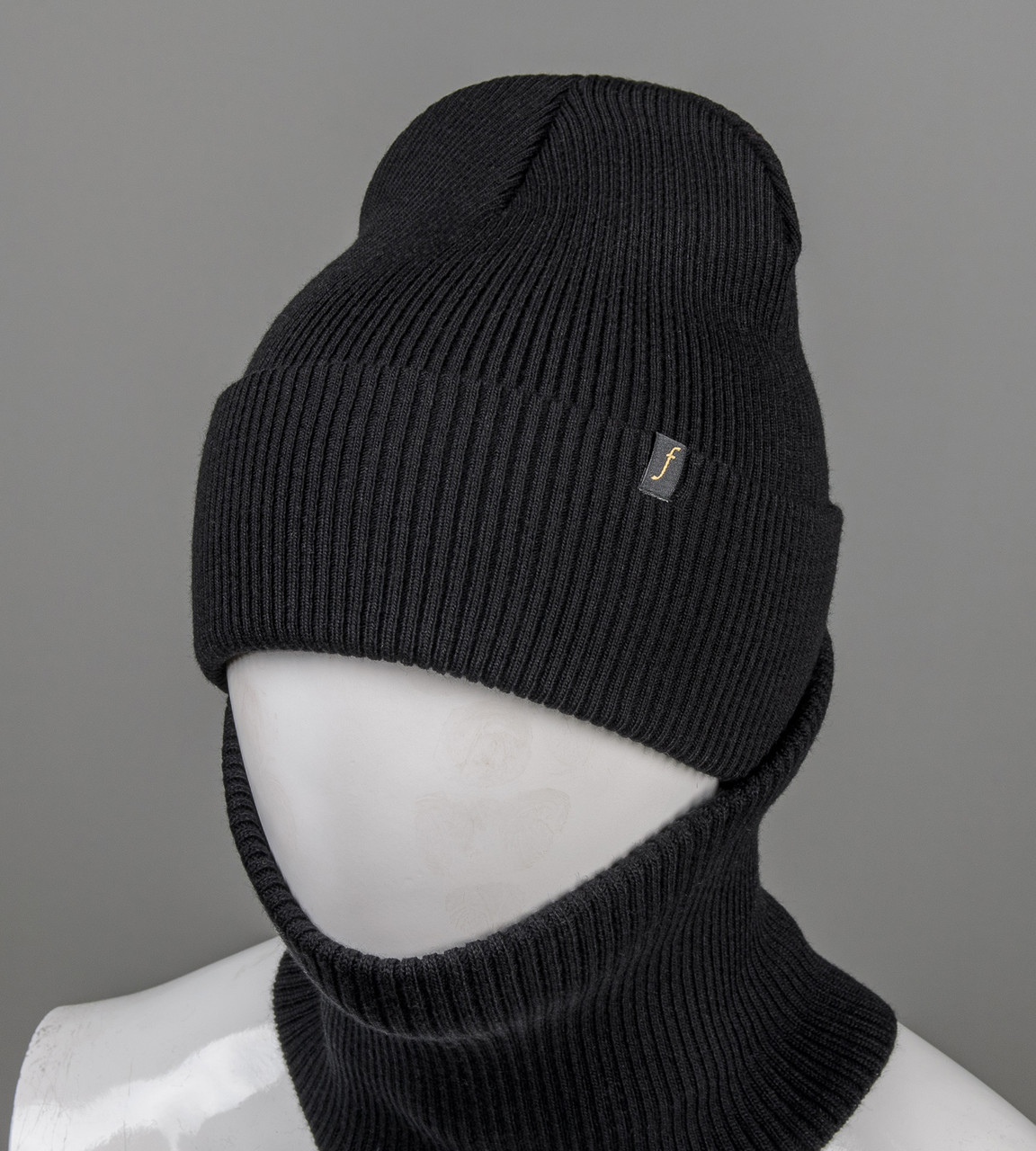 Подвійна Резинка з відворотом + Баф (С2218), Чорний, фото 1