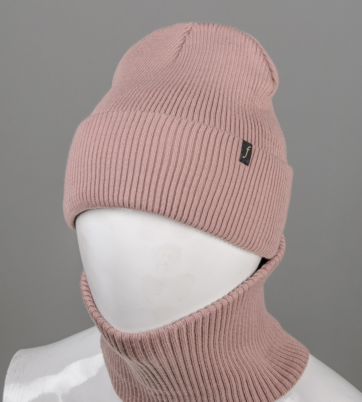 Подвійна Резинка з відворотом + Баф (С2218), Какао, фото 1