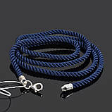Шнурок синього кольору із крученого шовку зі сріблом 65 см, фото 2