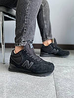 Зимние кроссовки New Balance 574 Mid black (Зимние кроссовки Нью Бэланс 574 черные)