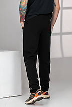 Теплі чоловічі прямі спортивні штани 1021 чорний, фото 3