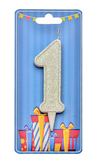 Свічка — цифра в торт 1 БІЛА