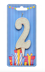 Свічка — цифра в торт 2 БІЛА