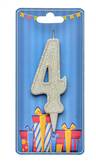Свічка — цифра в торт 4 БІЛА