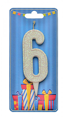 Свічка — цифра в торт 6 БІЛА