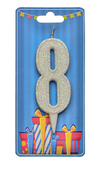 Свічка — цифра в торт 8 БІЛА