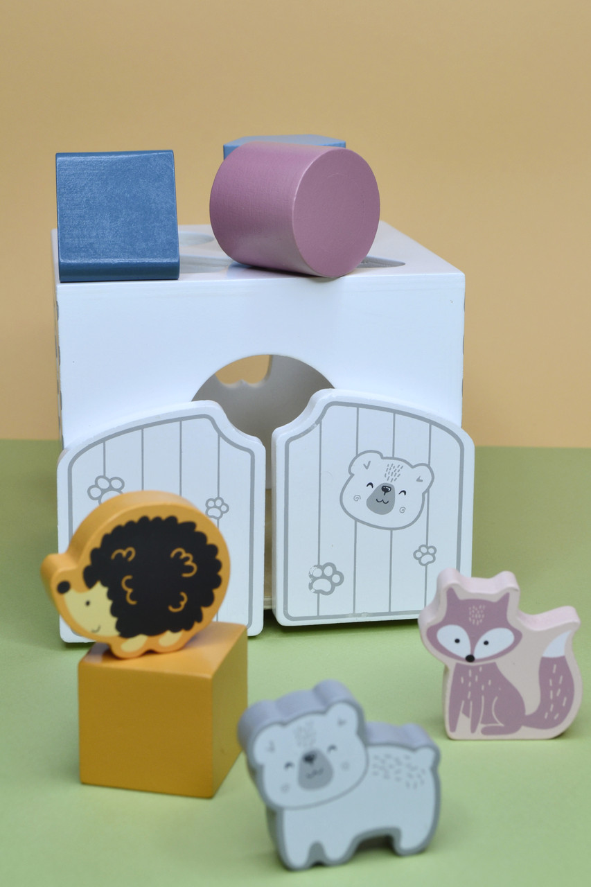 Дерев'яний сортер з брязкальцями Viga Toys Будиночок для звірят