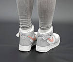 Жіночі зимові кросівки Nike Air Force (сірі з білим і рожевим) високі зручні теплі кеди на хутрі К14021 топ, фото 9
