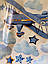 Наклейки в дитячу Монгольфьеры Набір М 1100х500 мм Повітряна куля літак хмари зірки матова, фото 7