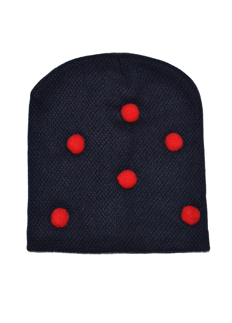 Шапка дівчаткам 4-10 років на зиму 52/54 з помпонами темно-синя