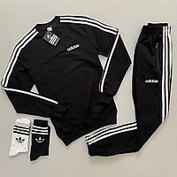 Чоловічий Зимовий Спортивний костюм Adidas з 3 смужками в Чорному кольорі <unk> Чорний Костюм Адідас із Лампасами