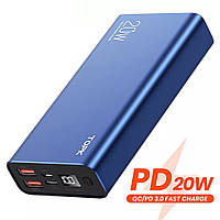 УМБ Power Bank Topk 20000 mAh 20 W 2xUSB, 1xType-C синій 2 входи — microUSB, USB Type-C (TKI2006P-BE)