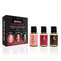 Набір масажних масел DONA Let Me Kiss You їстівні з афродизіаками і феромонами