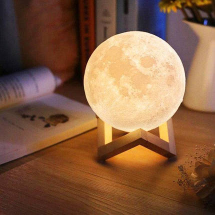 Лампа Місяць 3D Moon Lamp, Настільний дитячий нічник місяць Magic, 3D нічник світильник від мережі, фото 2