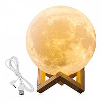 Лампа Місяць 3D Moon Lamp, Настільний дитячий нічник місяць Magic, 3D нічник світильник від мережі, фото 2