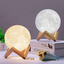 Лампа Місяць 3D Moon Lamp, Настільний дитячий нічник місяць Magic, 3D нічник світильник від мережі, фото 3