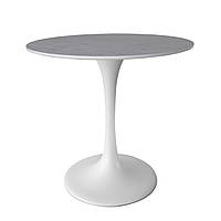 Столик кофейный Peony ножка white matt столешница HPL Серый камень круглая D890 мм (Новый Стиль ТМ)