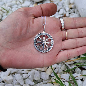 Срібний кулон "Шолом Жаху" 925° проби із чорнінням | Скандинавський амулет, фото 3