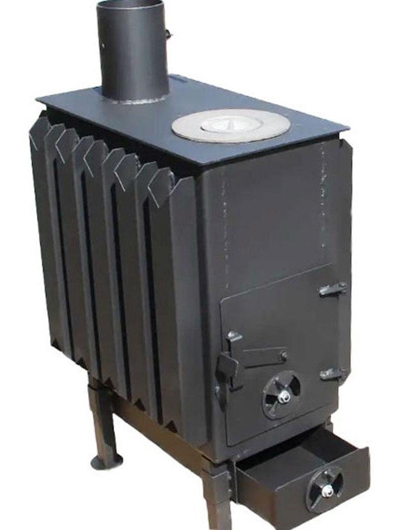 Піч Буржуйка ПДШ-8 кВт з плитою, чавунний колосник, шамотна цегла (3-4 мм, опалює до 70м.куб)