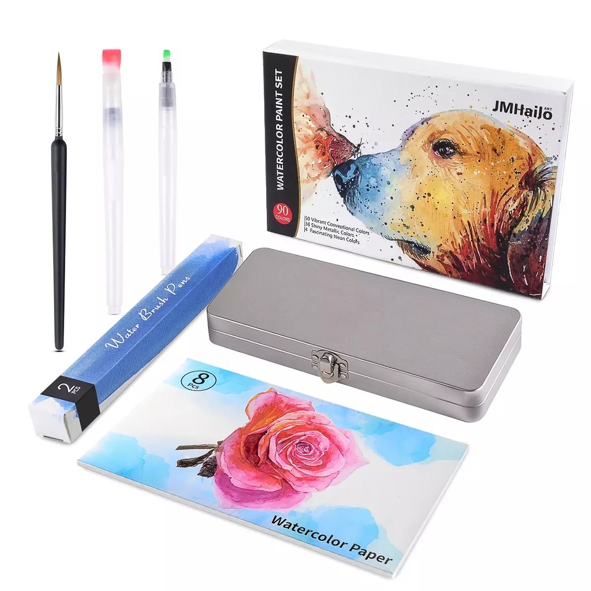 Набір акварельних фарб для малювання Professional Paint Set 90 кольорів у наборі акварельний папір і пензлики