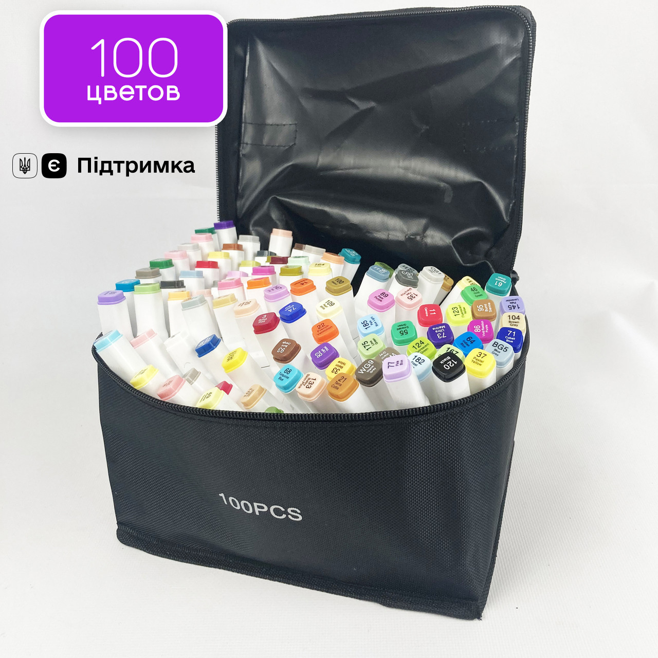 Набір двосторонніх маркерів Touch Smooth для скетчингу на спиртовій основі 100 штук Різнобарвні