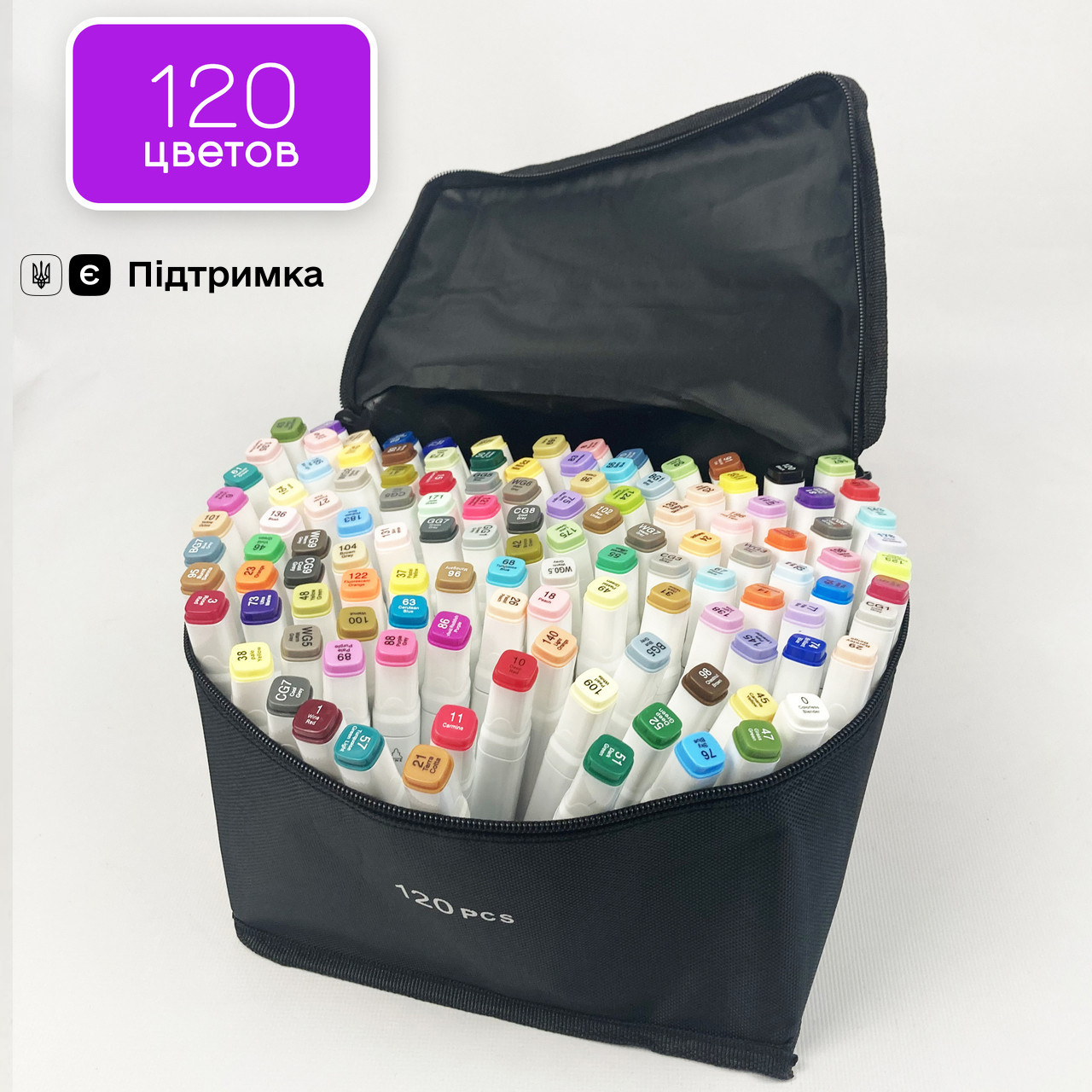 Набір двосторонніх маркерів Touch Smooth для скетчингу на спиртовій основі 120 штук Різнобарвні