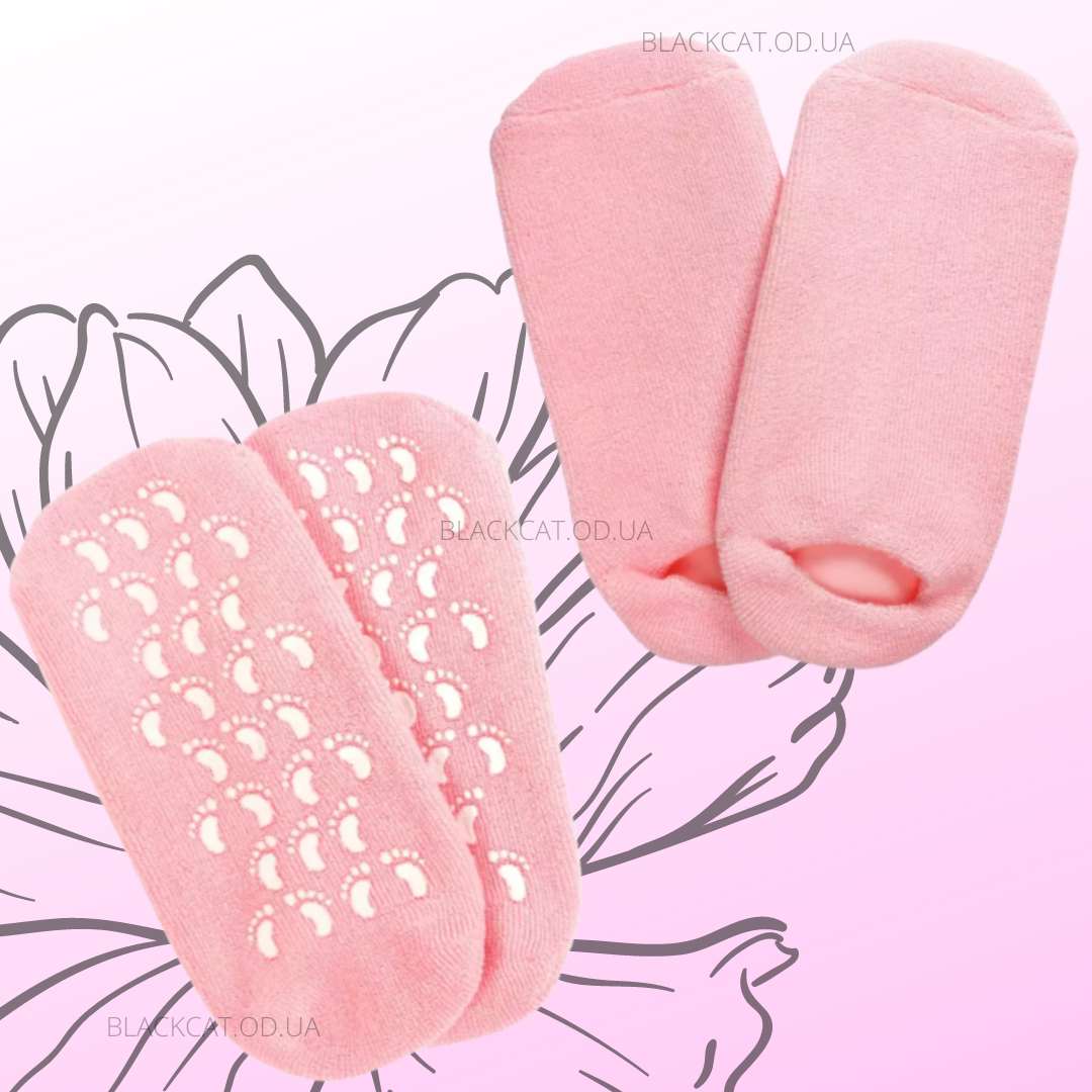 Гелевые увлажняющие носочки СПА розовые Gel Spa Socks - фото 2 - id-p607050371