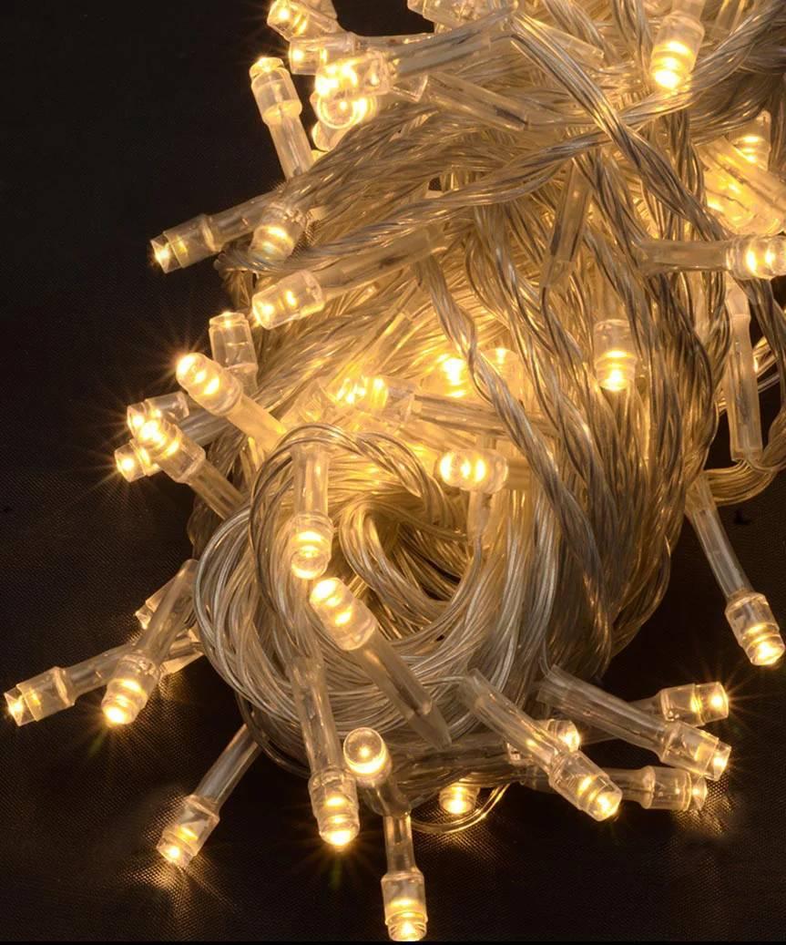 Гірлянда 400 LED, Теплий білий колір, прозорий провід, 20 метрів