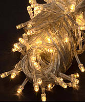 Гірлянда 400 LED, Теплий білий колір, прозорий провід, 20 метрів